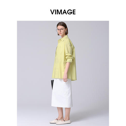VIMAGE纬漫纪春季新款显瘦时尚纯色高腰半身裙V2106710 商品图1