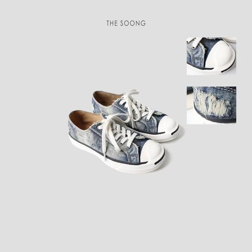 THESOONG匠人系列定染牛仔水洗牛皮垫低帮帆布鞋HBXZ3653 商品图2