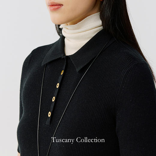 东黎 • 托斯卡纳系列—无尽夏 丝绒女士T恤领五分袖套衫 5017 商品图6