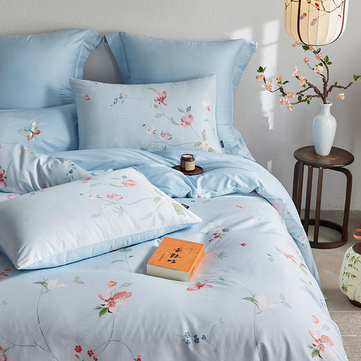 多喜爱 60支全棉轻奢贡缎红楼梦系列套件 四件套 月下棠花 商品图11