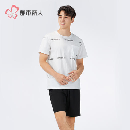 都市丽人生活家居男士棉质短袖套装薄天丝棉短袖类FHH2C5 商品图2