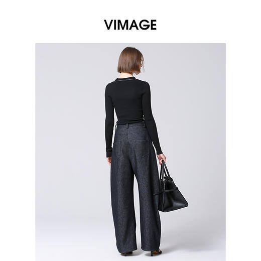 VIMAGE纬漫纪春季新款洋气修身小众设计针织衫上衣V2101709 商品图4