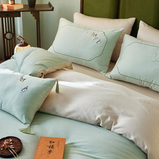 多喜爱 60支全棉轻奢贡缎红楼梦系列套件 四件套 蝶舞花趣 商品图2