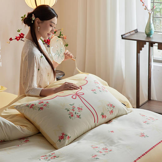 多喜爱  60支全棉轻奢贡缎红楼梦系列套件 四件套 蝶舞花间 商品图4