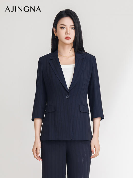 【商场同款】阿菁娜2025夏季新款一粒扣七分袖西装A30X108030 商品图0