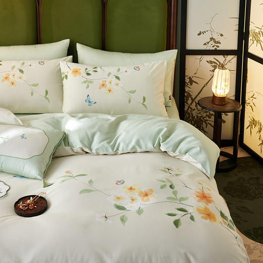 多喜爱 60支全棉轻奢贡缎红楼梦系列套件 四件套 碧落晴雪 商品图3