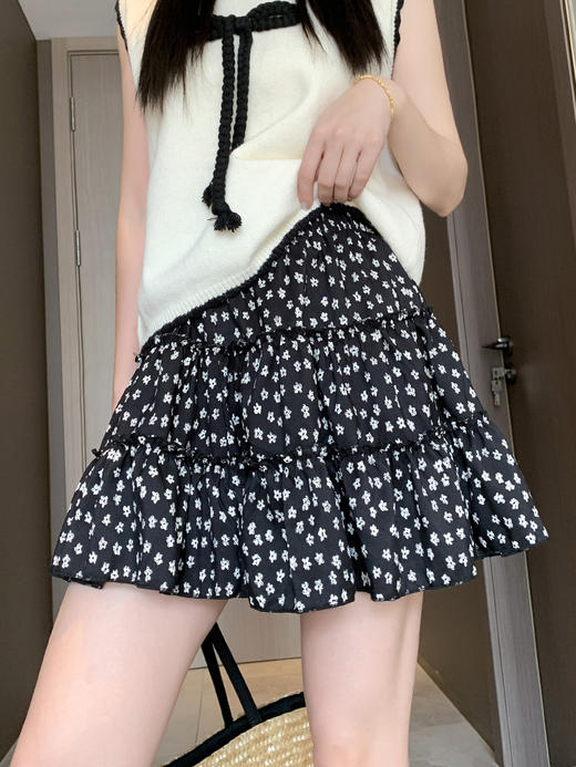 【韩系甜美碎花半身裙】夏季少女减龄芭蕾风 百搭花边A字蛋糕小短裙  商品图0