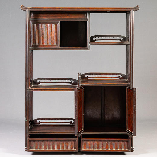 清 红木镶瘿木混面多宝格 商品图4