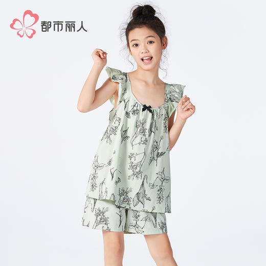 都市丽人亲情蜜语童装正价棉质短袖套装薄40支TC拉架无袖类JHH2A8 商品图1