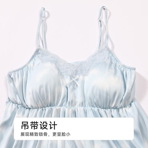 都市丽人好睡好眠女士丝质吊带套装薄冰雪丝印花无袖类LHH2F4 商品图5