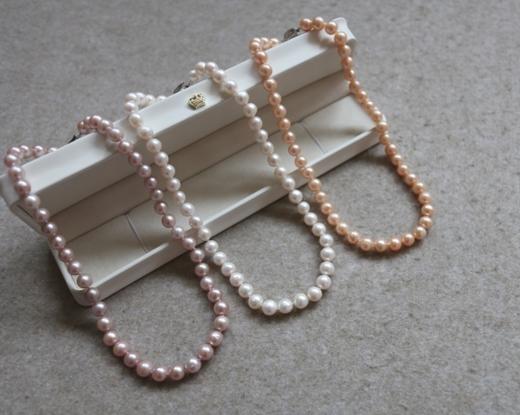 年少不知珍珠美 哈！天然淡水 8-9mm 明显瑕疵的 无核四面圆 项链 3色入 商品图0