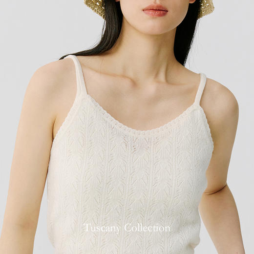 东黎 • 托斯卡纳系列—浮浮花开 山羊绒女士绞花吊带 5037 商品图5