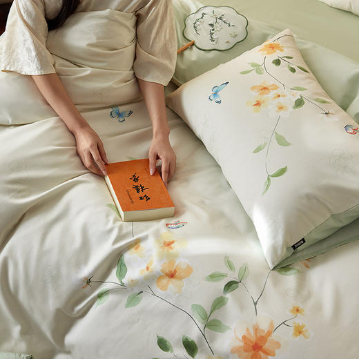 多喜爱 60支全棉轻奢贡缎红楼梦系列套件 四件套 碧落晴雪 商品图9