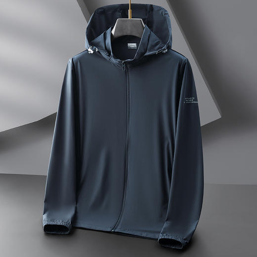 【防晒衣】【DZP】大依优型大码防晒皮肤衣加肥加大弹力薄款可拆卸帽外套防晒服男运动跑步夏季冰丝钓鱼夹克衫肥佬休闲 商品图8