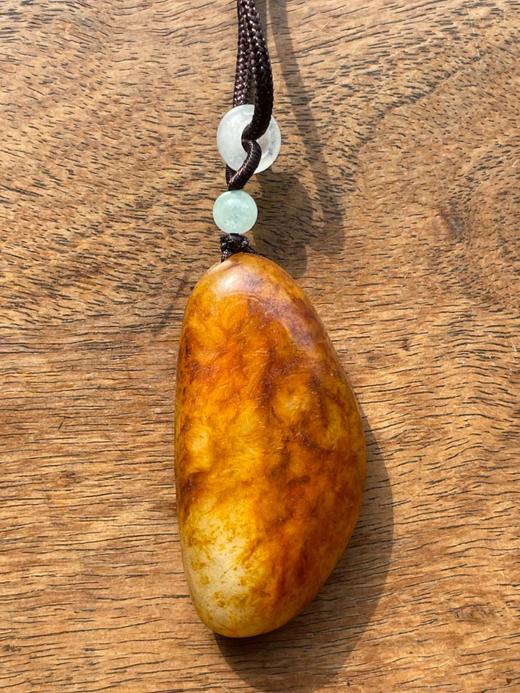 雕詩文褐红沁籽料白玉原石吊坠，顺丰包邮 商品图8