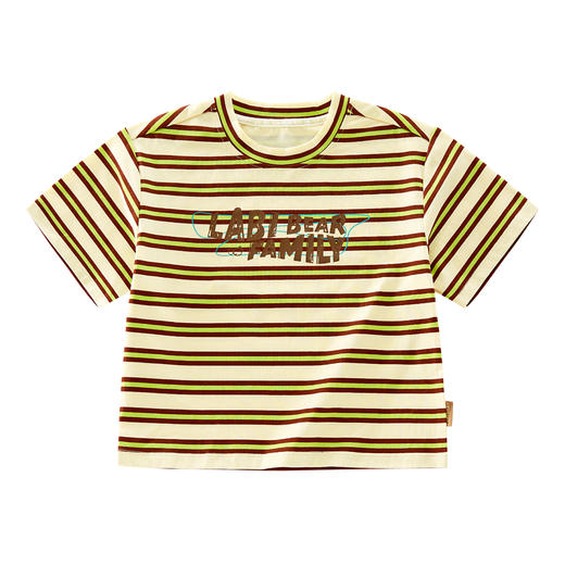 拉比-童衣类（夏）I5自然条纹圆领衣咖啡色（PH) 商品图1