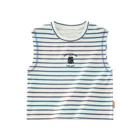 拉比-童衣类（夏）I5自然条纹背心灰蓝（PH)