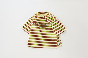 拉比-童衣类（夏）I5自然条纹圆领衣咖啡色（PH)