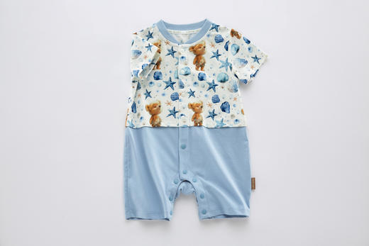 拉比-童衣类（夏）I5拉比熊全开连体衣灰蓝（PH) 商品图0