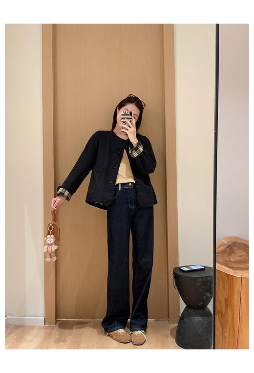 春秋冬三季丹宁原色直筒修身窄版牛仔裤 商品图5