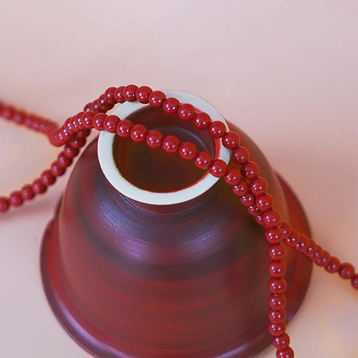 【现货】朱砂项链复古紫砂素面圆珠本命年锦鲤福牌【单珠尺寸4mm】  【一物一证书】 商品图4