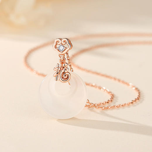 【新中式❗福马平安扣】马转乾坤，盘住好福气，质感细腻顺滑有光泽，S925纯银新中式百搭高级感白玉髓项链QQ 商品图4