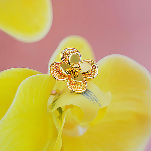 【现货】  足金999 5D工艺 戒指双层花朵设计款【金重约4.01g圈口18.6mm】  【一物一广州省检标签】 商品图1