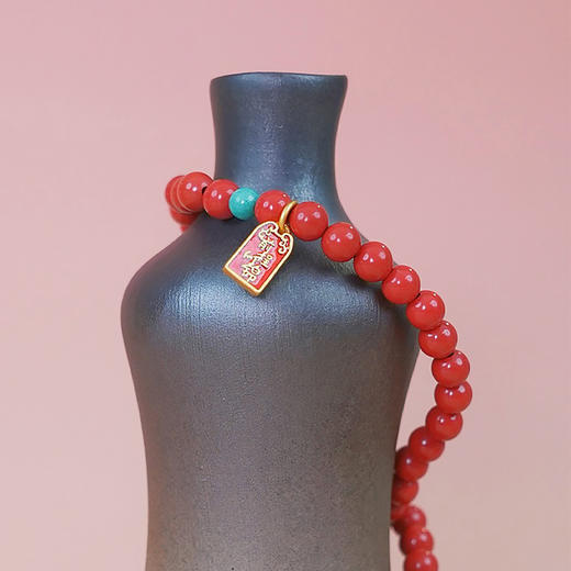 【现货】朱砂项链帝王红砂素面圆珠本命年转运护身福【单珠尺寸4mm】  【一物一证书】 商品图3