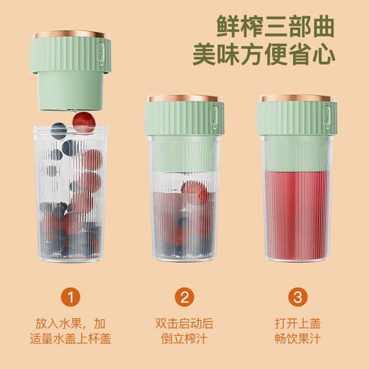 【40s鲜榨现喝！元气即可绽放】无线便捷式榨汁杯充电迷你电动榨汁机小型便携式果汁机家用多功能水果搅拌机，随身鲜榨，去露营便携入袋。ry 商品图3