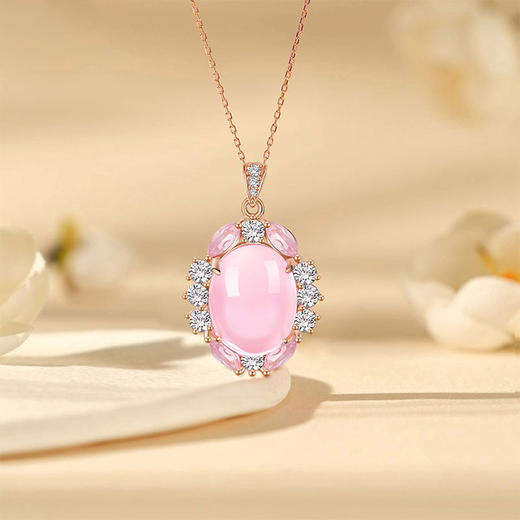 【粉水晶戒指/耳环/吊坠】S925银粉水晶均码轻奢时尚芙蓉石JR25006/JE25006/JP25006 商品图8