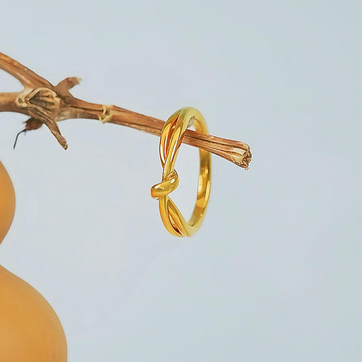 【现货】  足金999 5D工艺 戒指爆款扭结素圈戒指【金重约1.26g圈口17.2mm】  【一物一广州省检标签】 商品图2