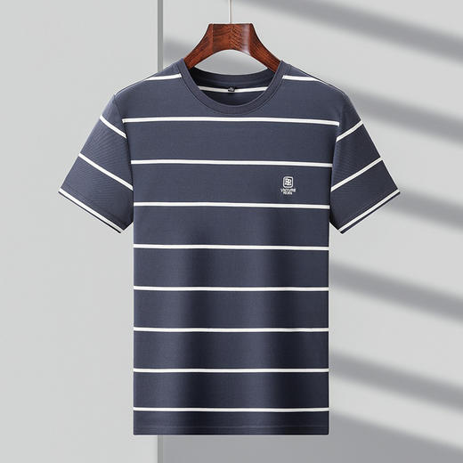 条纹棉T恤男时尚宽松圆领t恤上衣男装夏季新款短袖T恤    PSL-6196* 商品图1