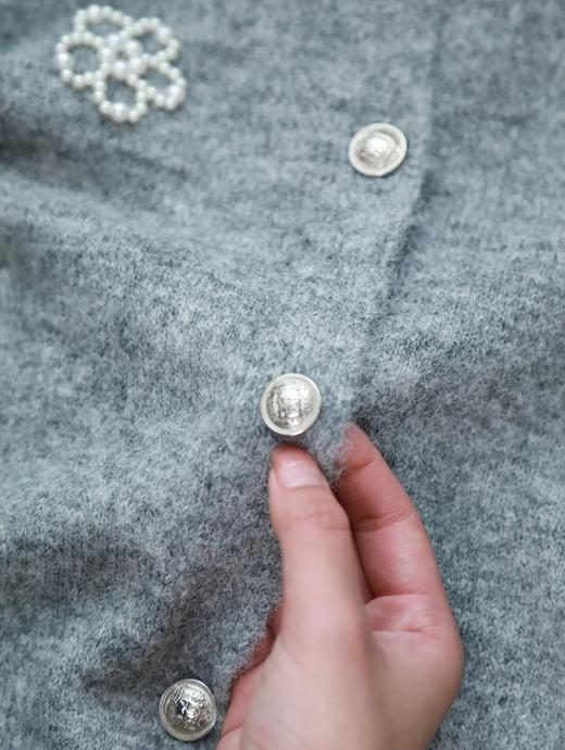 慵懒风珍珠花朵圆领开衫 C12TJ-99985 商品图7