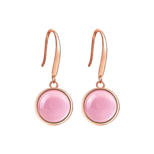 【粉水晶耳环】耳坠女天然粉水晶S925银耳饰品时尚轻奢芙蓉石耳钉JE25001 商品图4