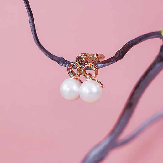 【现货】18K金珍珠耳钉O形镶钻高级感耳饰【尺寸9mm】  【一物一证书】 商品图2