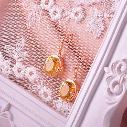 【黄水晶耳钩】耳坠女S925银黄水晶轻奢时尚彩色宝石耳钩耳环饰品JE25007 商品图3