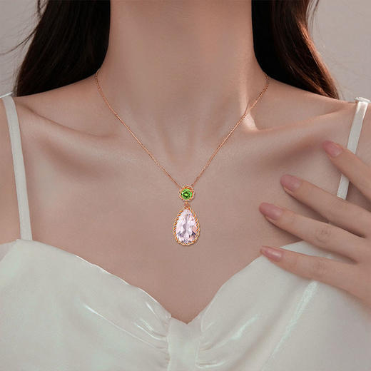 【白水晶吊坠/耳环】S925银天然白水晶吊坠橄榄石项坠时尚JP19279/JE19279 商品图3