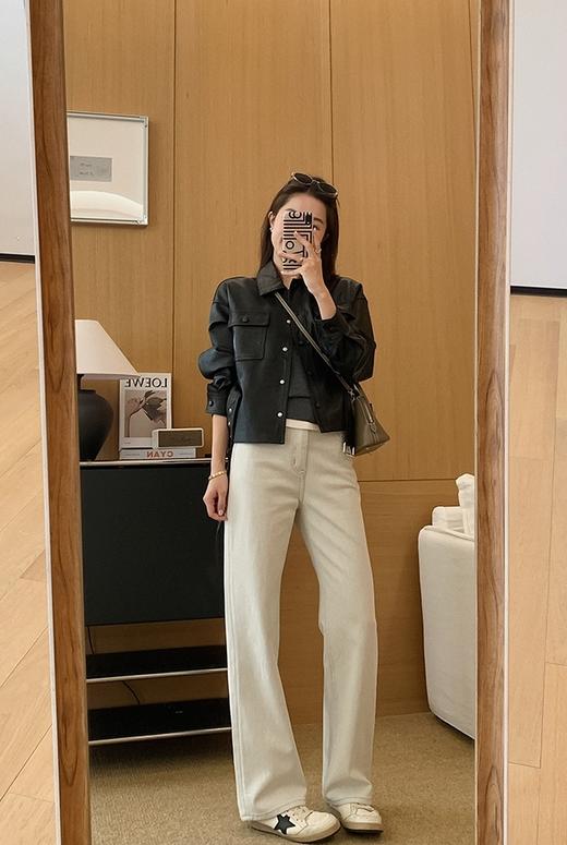 新款经纬双染织条四面弹牛仔直筒裤 商品图6