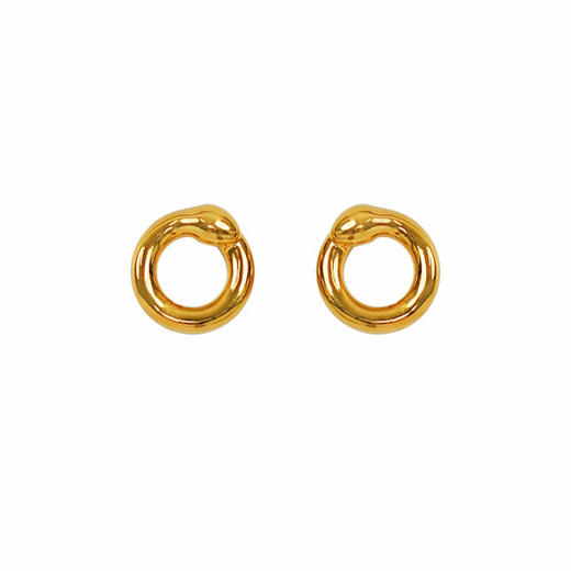 【现货】  足金999 5D工艺 耳饰宝宝蛇不规则小众设计款【金重约2.17g】  【一物一广州省检标签】 商品图3