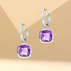 【紫水晶耳环】S925银天然紫水晶耳饰品两用款彩色宝石送女士节日礼物JE23603