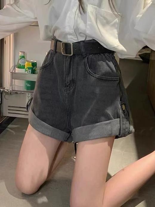夏季【韩版辣妹卷边牛仔短裤】新款百搭宽松遮胯显瘦a字阔腿热裤子 商品图3