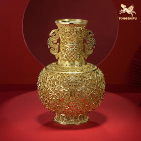 铜师傅《花丝宝瓶》客厅桌面铜花瓶摆件 家居装饰品 节日礼物