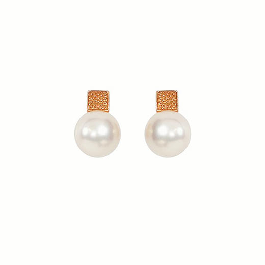 【现货】18K金珍珠耳饰方糖款高级轻奢感【尺寸8.1mm】  【一物一证书】 商品图3