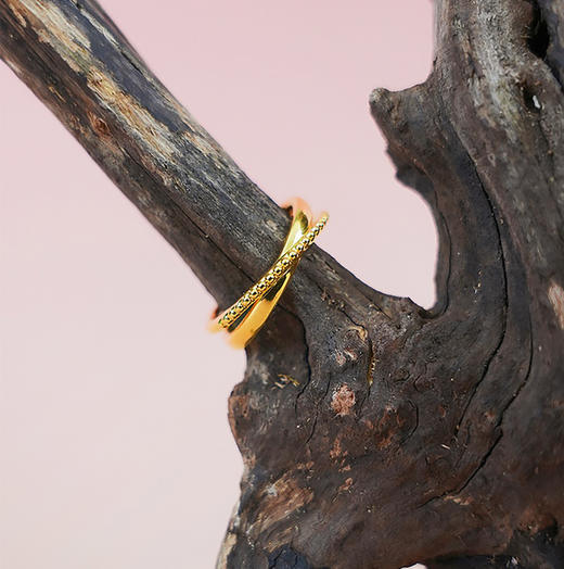 【现货】  足金999 5D工艺 戒指莫比乌斯环极简交织款【金重约1.48g圈口17.8mm】  【一物一广州省检标签】 商品图2