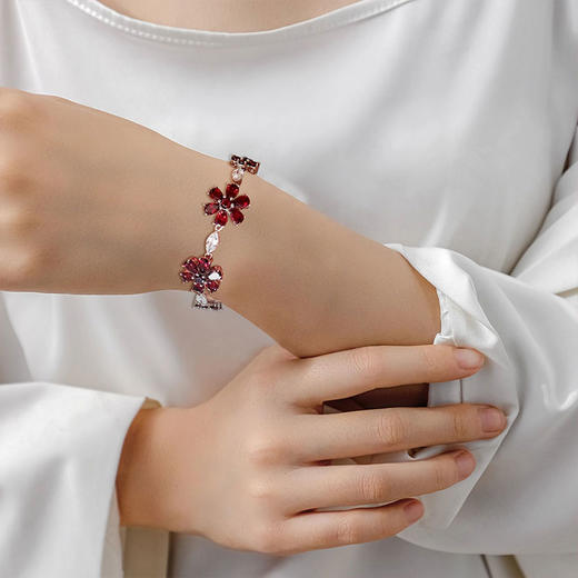 【石榴石手串】S925银酒红石榴石彩色宝石时尚简约首饰品JT19219 商品图2