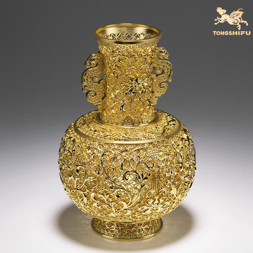 铜师傅《花丝宝瓶》客厅桌面铜花瓶摆件 家居装饰品 节日礼物 商品图2