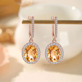 【黄水晶耳环】耳坠女S925银黄水晶轻奢时尚彩色宝石耳扣耳钉饰品JE25010
