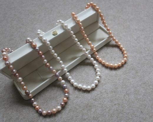 年少不知珍珠美 哈！天然淡水 8-9mm 糖果混彩 有瑕的 无核四面圆 项链 商品图0