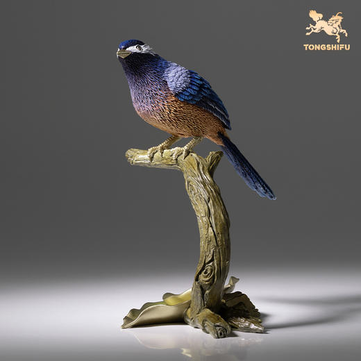 铜师傅《铜师傅百鸟集》之白耳奇鹛 客厅桌面铜鸟摆件 装饰品 商品图1