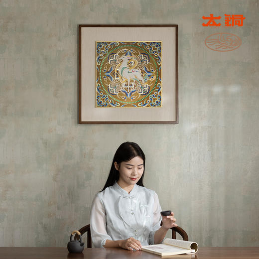 太铜 铜雕画《九色神鹿 景泰蓝画》客厅玄关沙发背景墙装饰画 商品图5